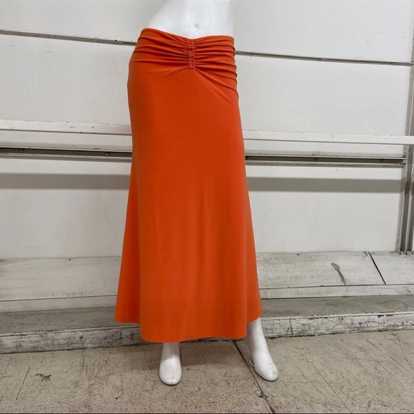 WHITE HOUSE BLACK MARKET RuchedMaxi Skirt Women's Size XL Koi 158.00